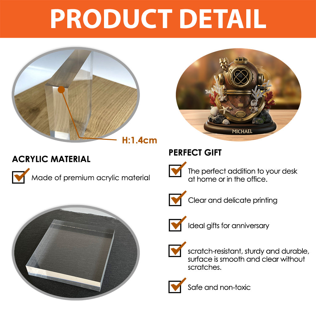 Love Diving - Personalized Scuba Diving Custom Shaped Acrylic Plaque