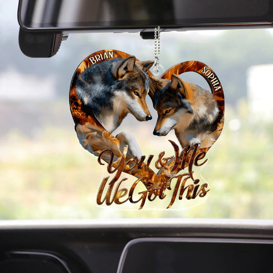 You & Me We Got This - Personalized Wolf Transparent Car Ornament