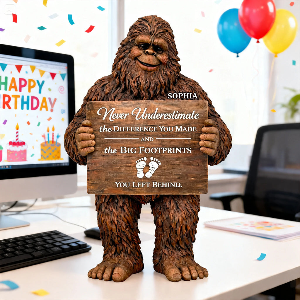 Birthday Gift, Bigfoot Lovers - Personalized Birthday Custom Shaped Wood Plaque