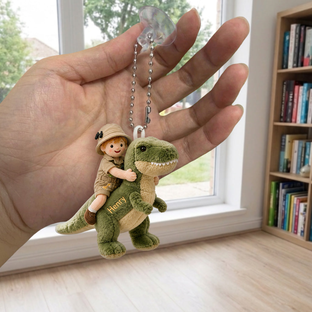 Dino Rider - Personalized Kid Plush Keychain