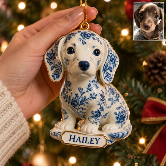 Toile De Jouy Dog - Personalized Dog Premium 3D Ornament