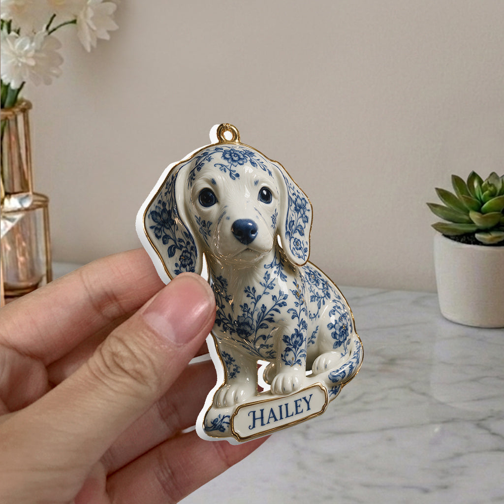 Toile De Jouy Dog - Personalized Dog Premium 3D Ornament