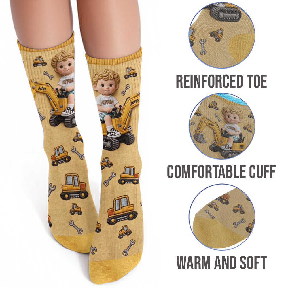 Custom Any Photo, Construction Machines - Personalized Kid Socks