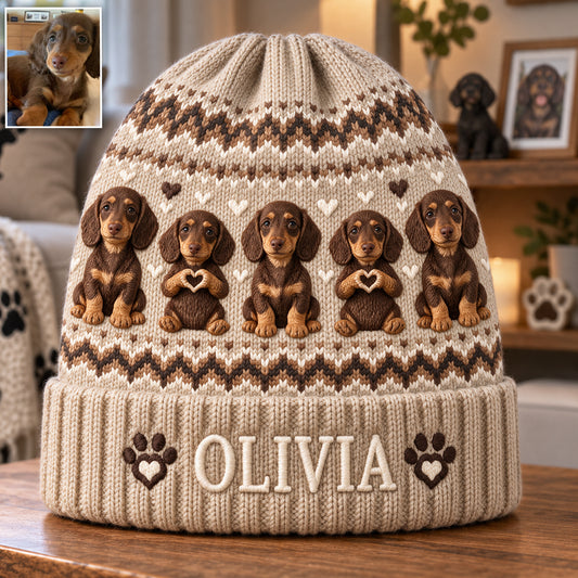 Dog Mom Heart - Personalized Dog Beanie Hat