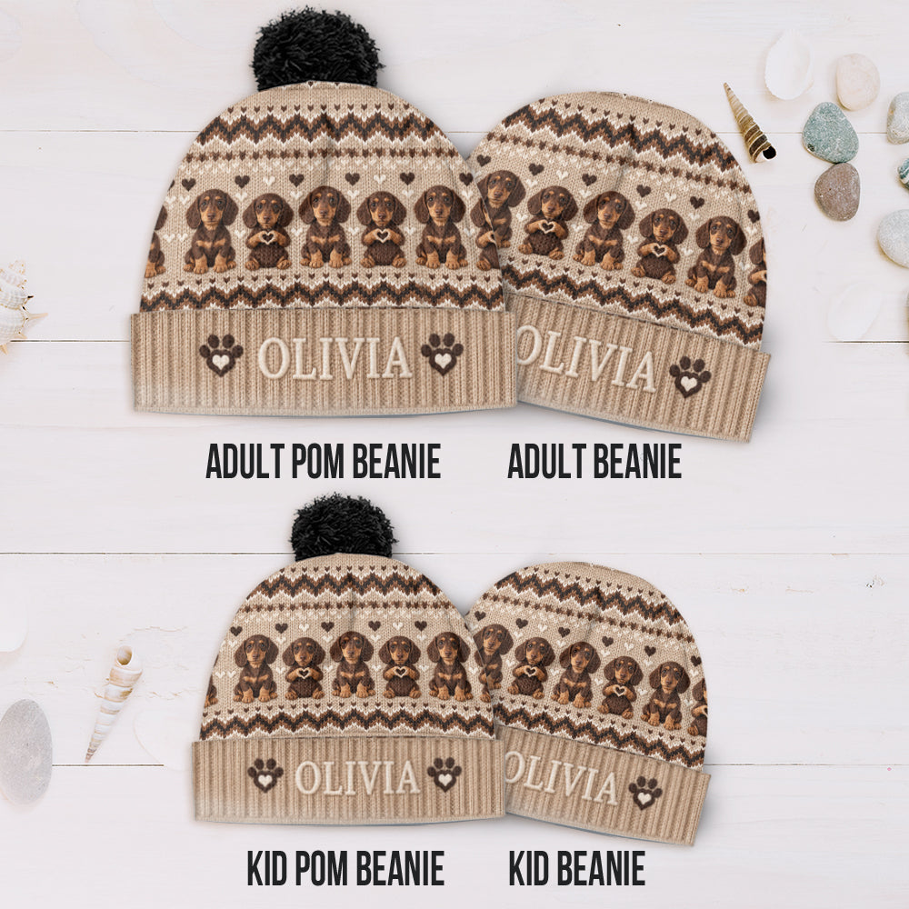 Dog Mom Heart - Personalized Dog Beanie Hat
