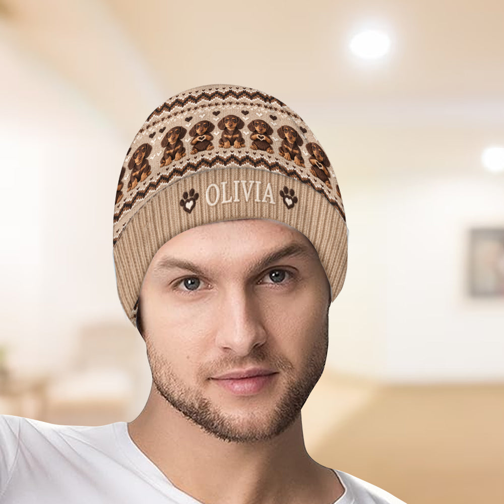 Dog Mom Heart - Personalized Dog Beanie Hat