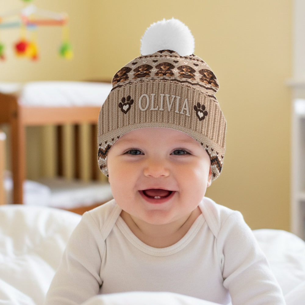 Dog Mom Heart - Personalized Dog Beanie Hat
