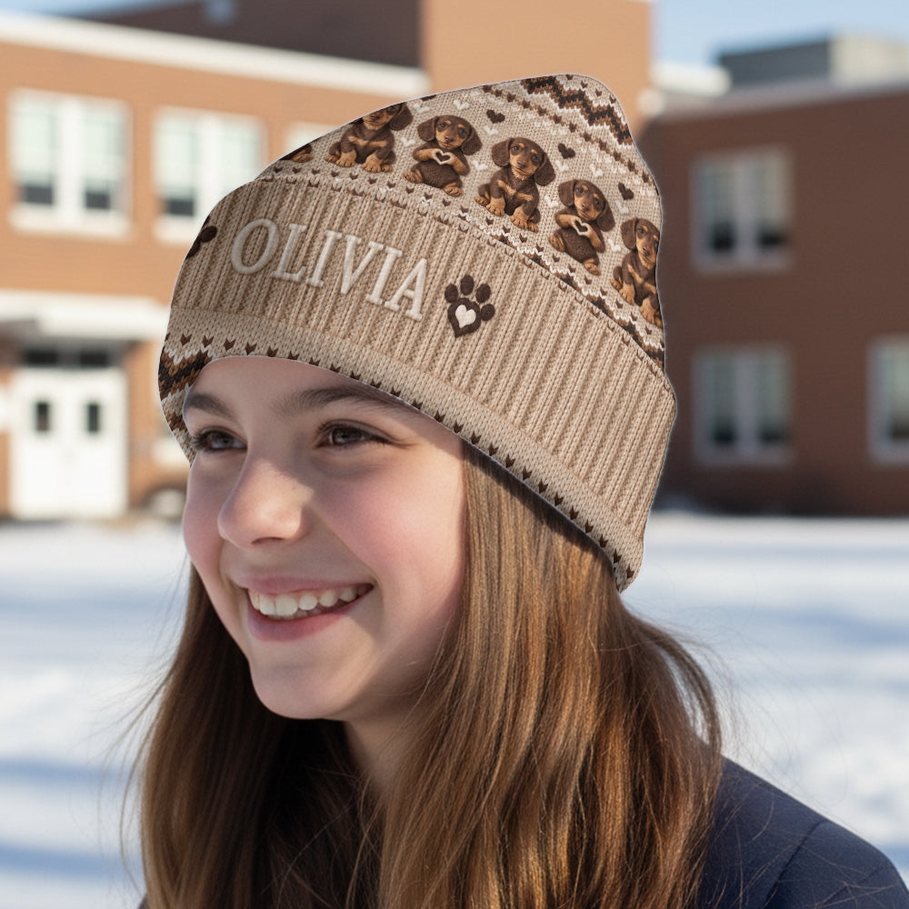 Dog Mom Heart - Personalized Dog Beanie Hat