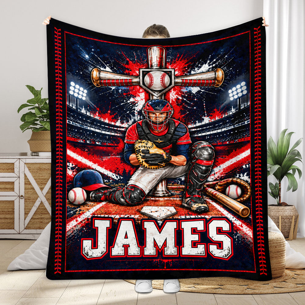 Love God, Play Baseball - Personalized Baseball Blanket