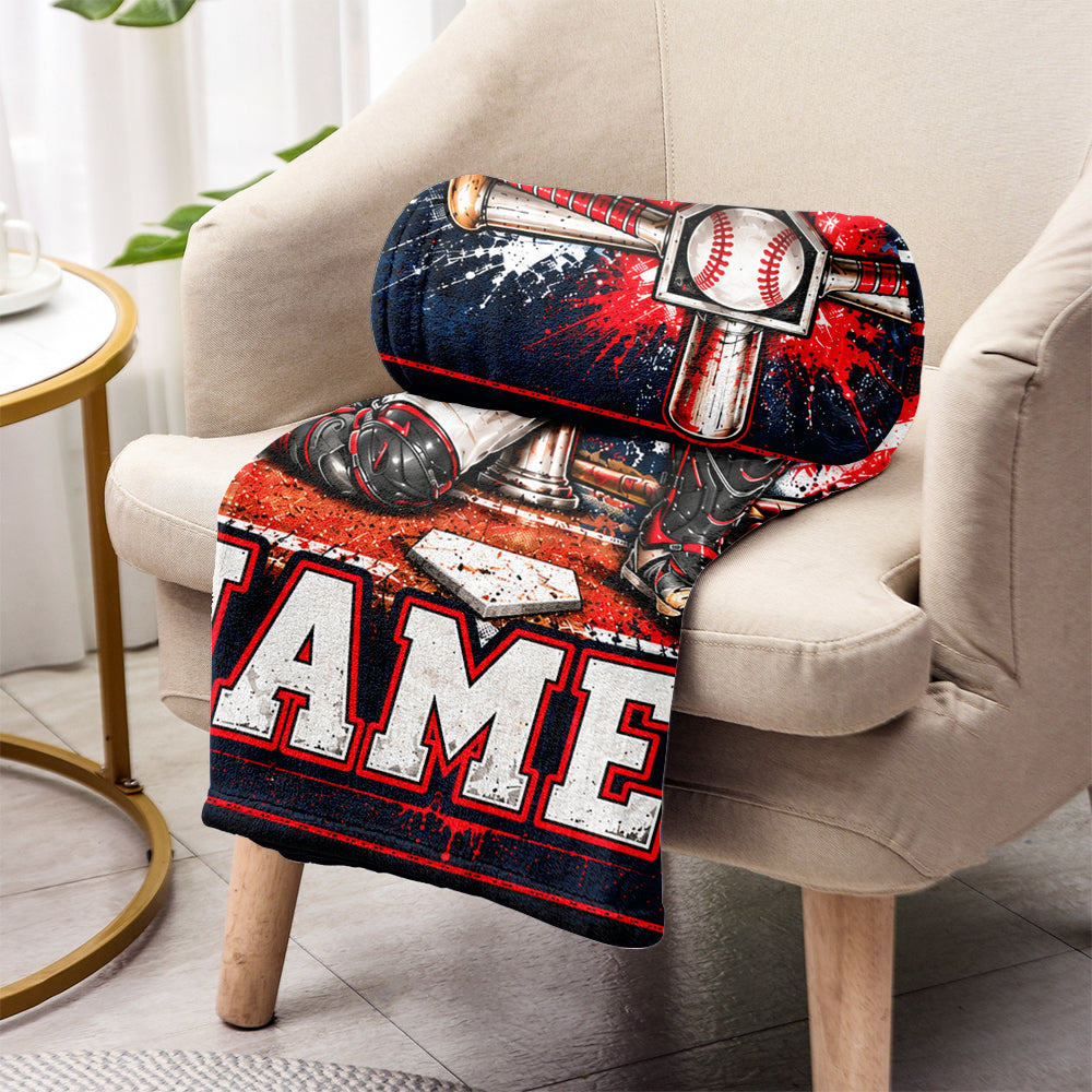 Love God, Play Baseball - Personalized Baseball Blanket