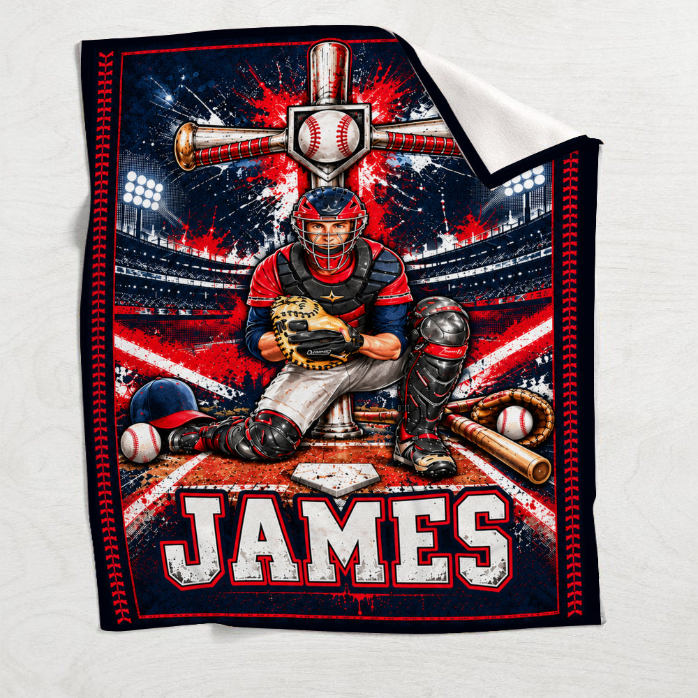 Love God, Play Baseball - Personalized Baseball Blanket