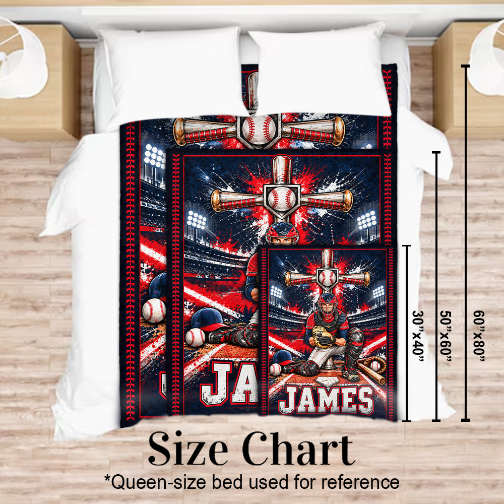 Love God, Play Baseball - Personalized Baseball Blanket