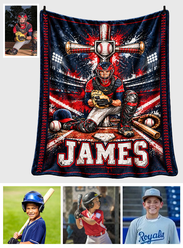 Love God, Play Baseball - Personalized Baseball Blanket