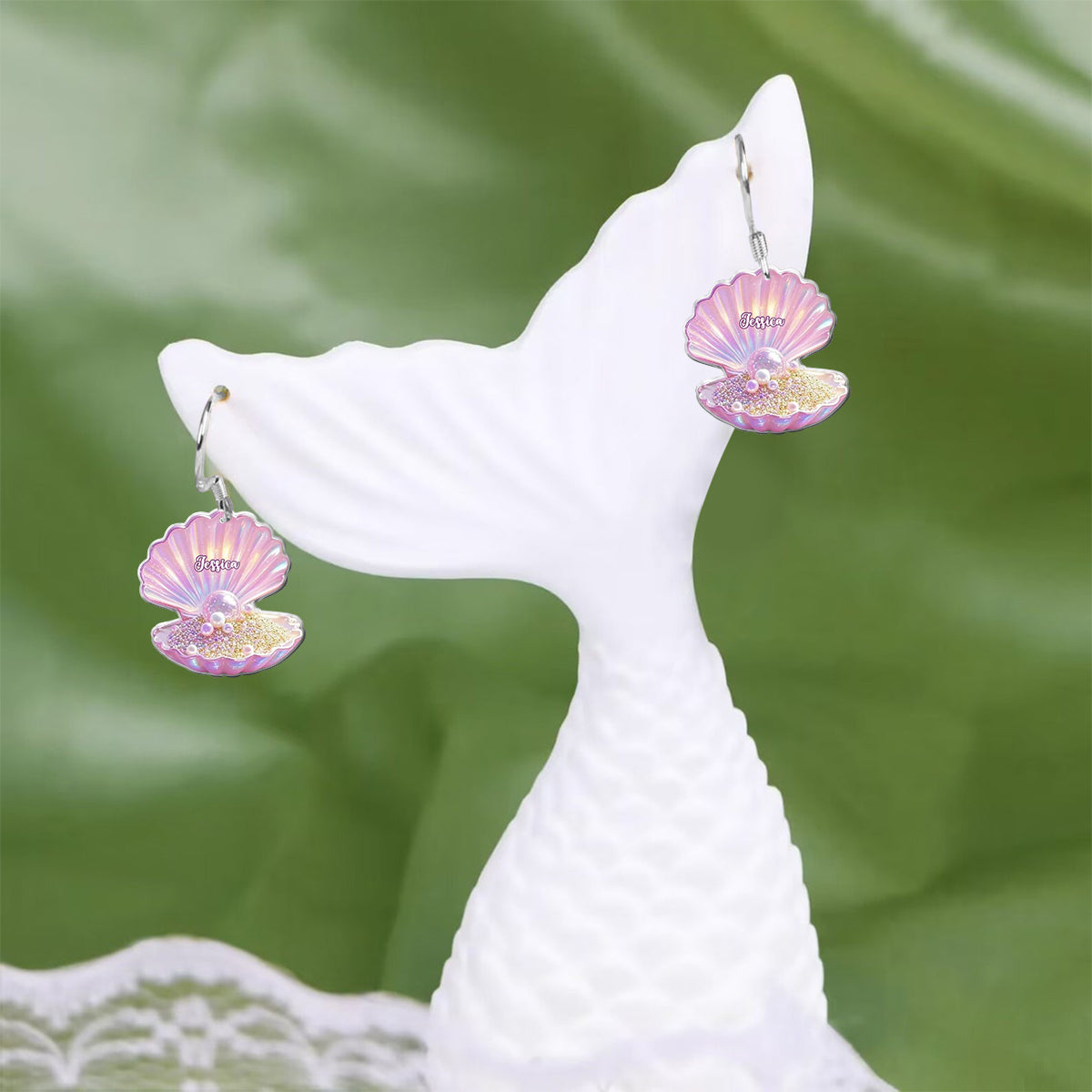 Pink Pearl Shell - Personalized Sea Lover Earrings