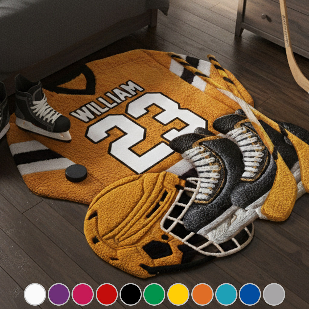 Love Hockey - Personalized Hockey Non-Slip Tufted Rug