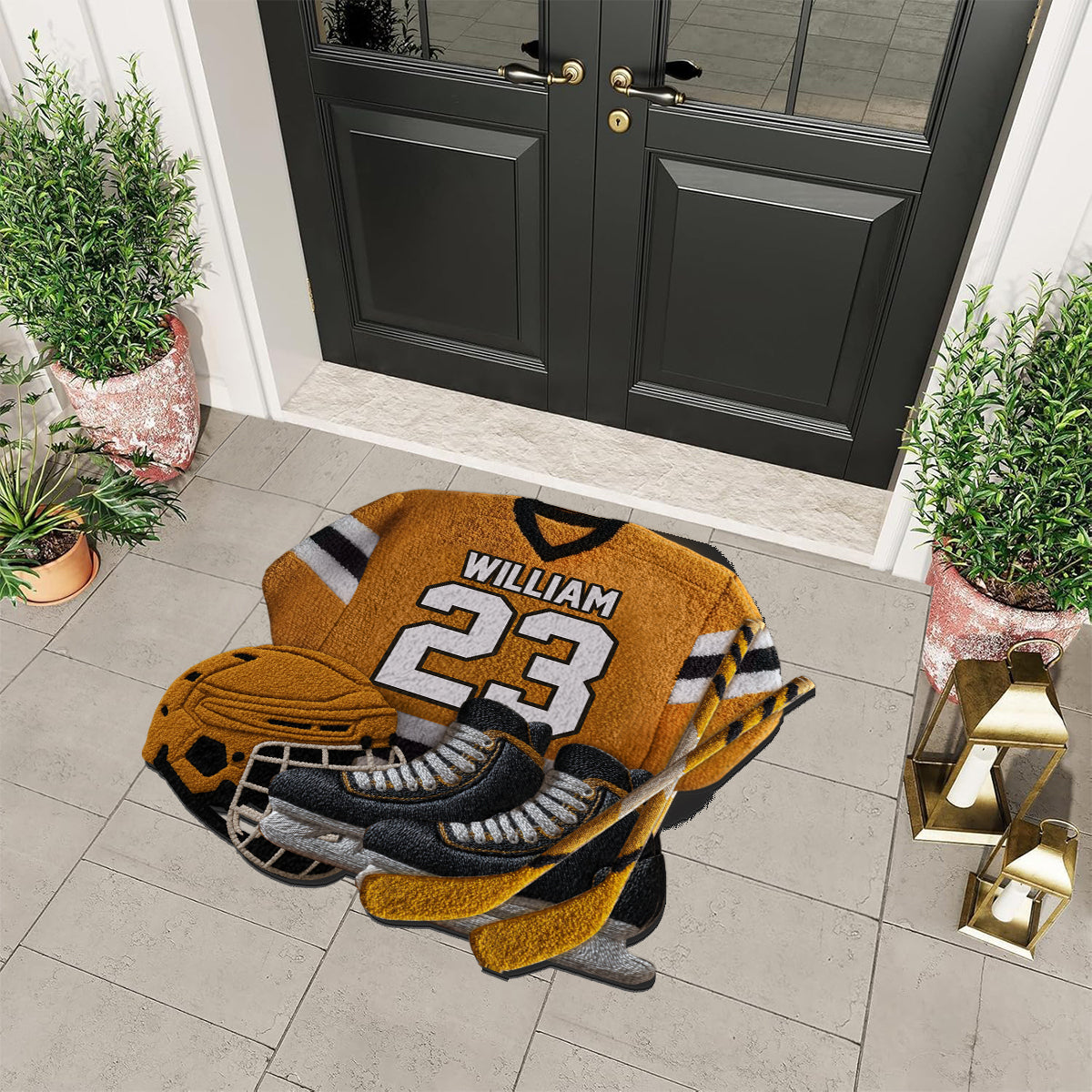 Love Hockey - Personalized Hockey Non-Slip Tufted Rug