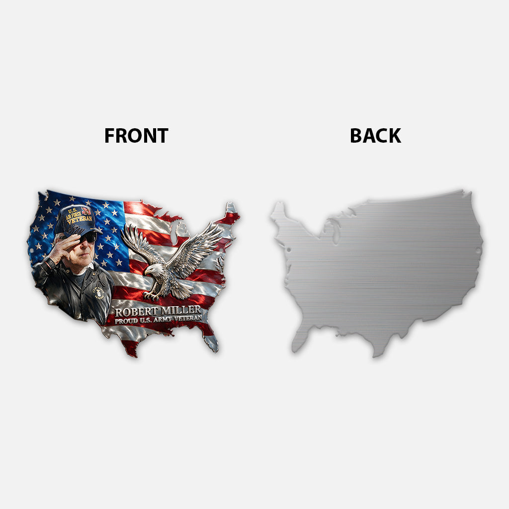 Custom Photo USA Flag Metal Sign, Personalized American Eagle Wall Art, Gift For Him/ Veteran/ Police/ Firefighter... - Personalized Real Men 3D Printed Cut Metal Sign