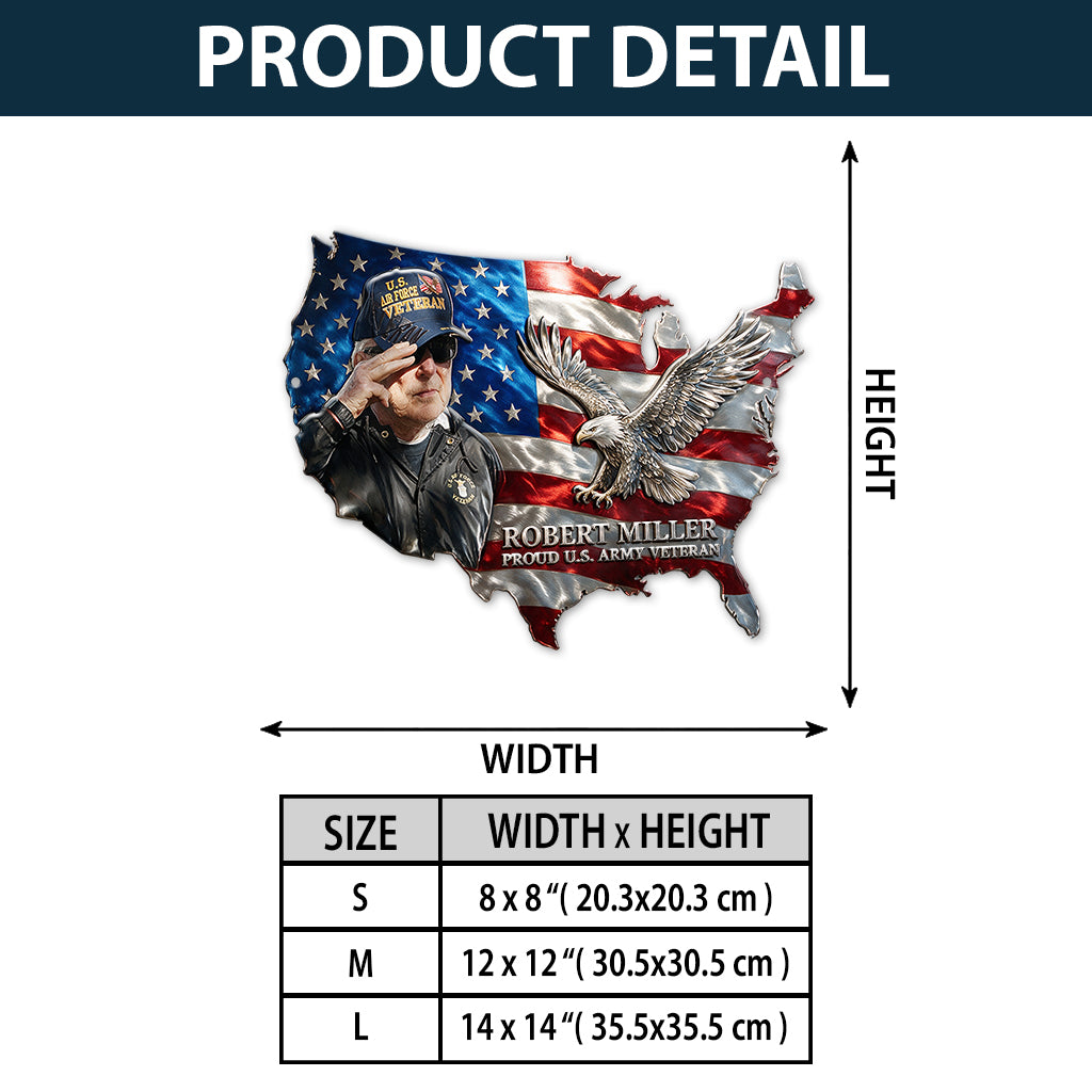Custom Photo USA Flag Metal Sign, Personalized American Eagle Wall Art, Gift For Him/ Veteran/ Police/ Firefighter... - Personalized Real Men 3D Printed Cut Metal Sign