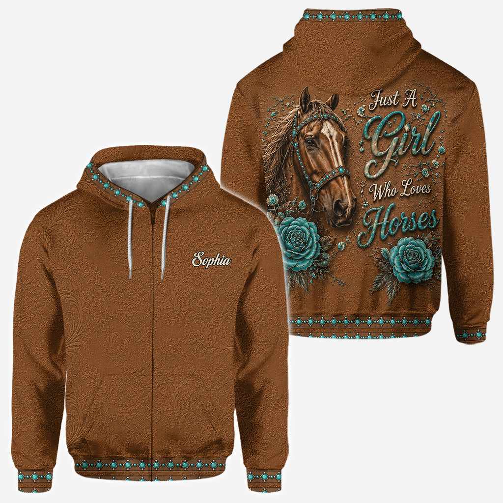 Just A Girl Who Loves Horses - Personalized Horse All Over Shirt