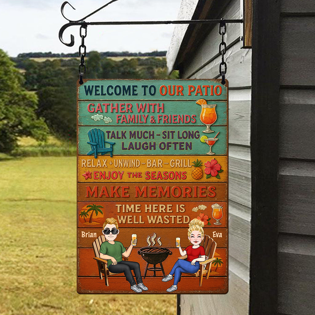 Welcome To Our Patio - Personalized Backyard Rectangle Metal Sign