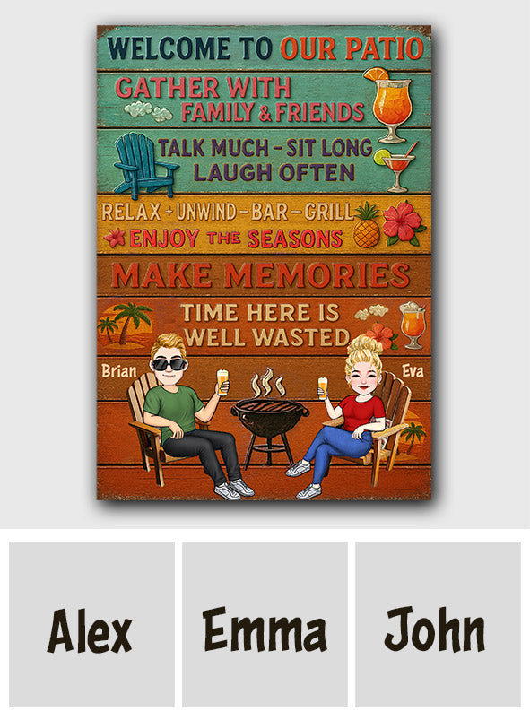 Welcome To Our Patio - Personalized Backyard Rectangle Metal Sign
