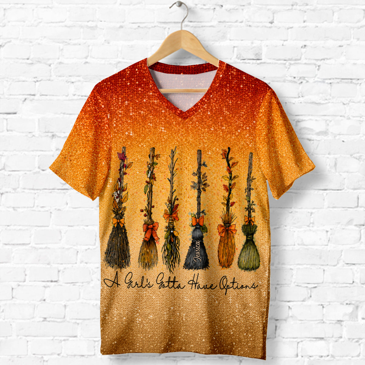 A Girl Gotta Have Options - Personalized Witch Fully Printed V-Neck T-Shirt