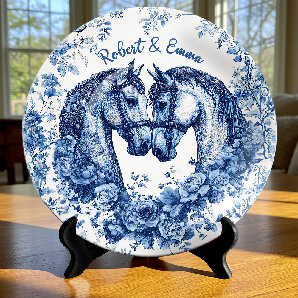 God Blessed The Broken Road That Led Me Straight To You - Personalized Horse Ceramic Round Plate
