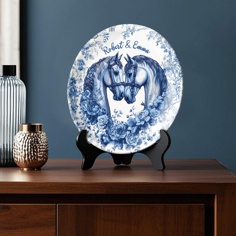 God Blessed The Broken Road That Led Me Straight To You - Personalized Horse Ceramic Round Plate