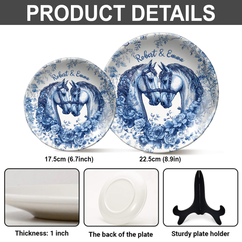 God Blessed The Broken Road That Led Me Straight To You - Personalized Horse Ceramic Round Plate