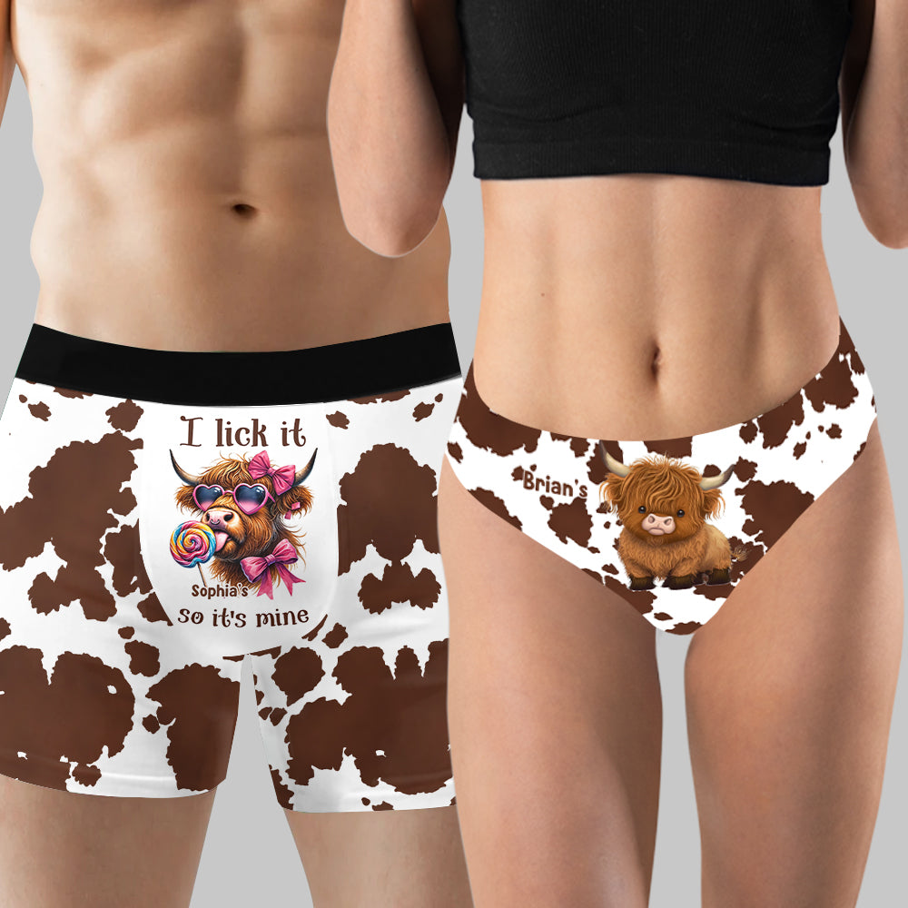 Cute Cows - Personalized Highland Cow Women Briefs & Men Boxer Briefs
