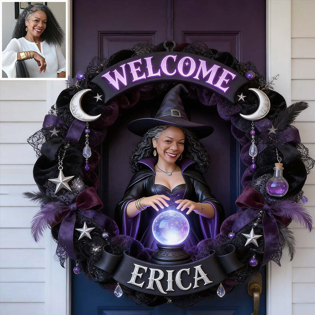 Any Photo Welcome Witches - Personalized Witch Custom Shaped Wood Sign