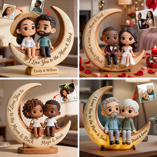 I Love You to the Moon & Back - Personalized Couple Custom Shaped Acrylic Plaque