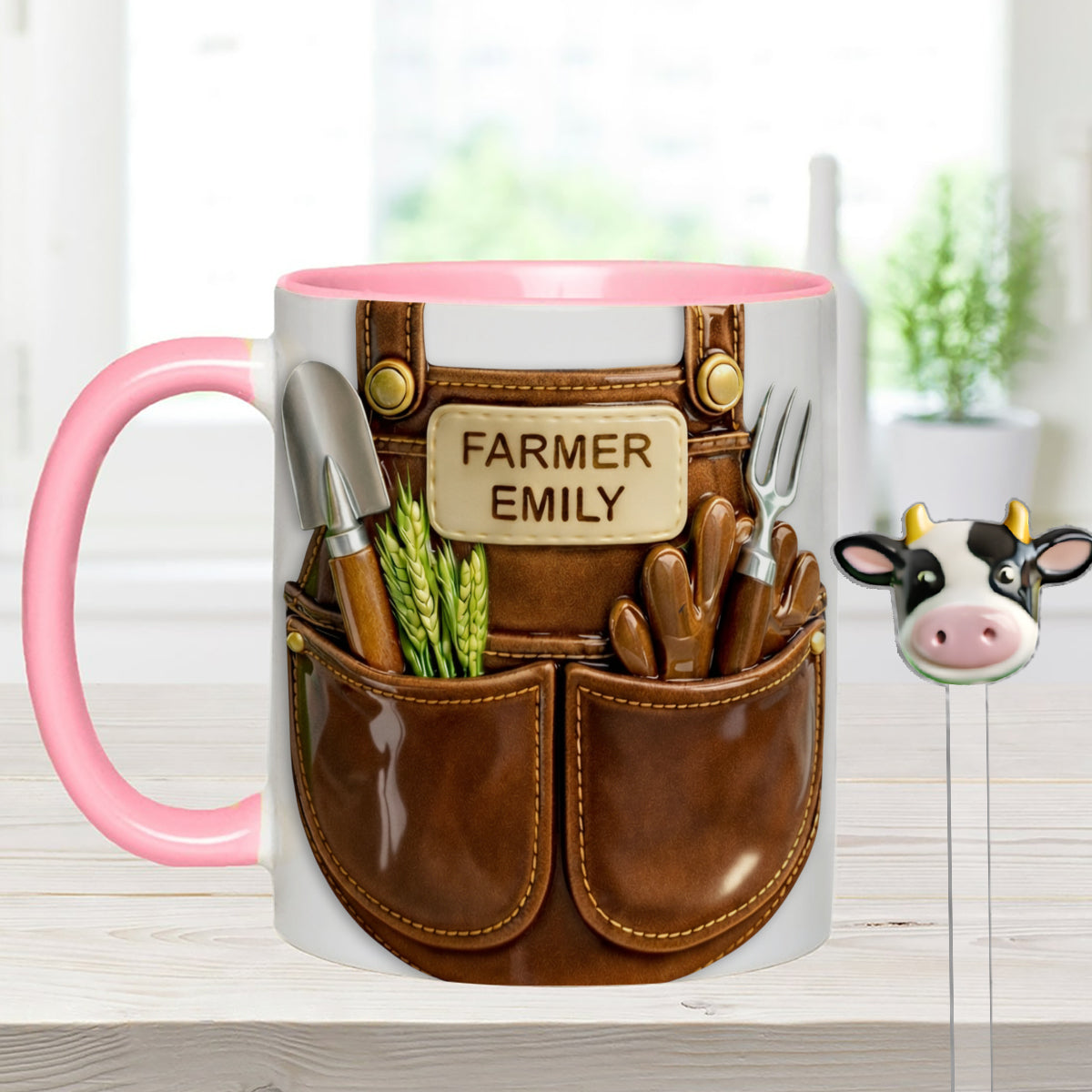 Farmer Gift Idea, Farm Decor - Personalized Farmer Set Accent Mug with Acrylic Stirrers