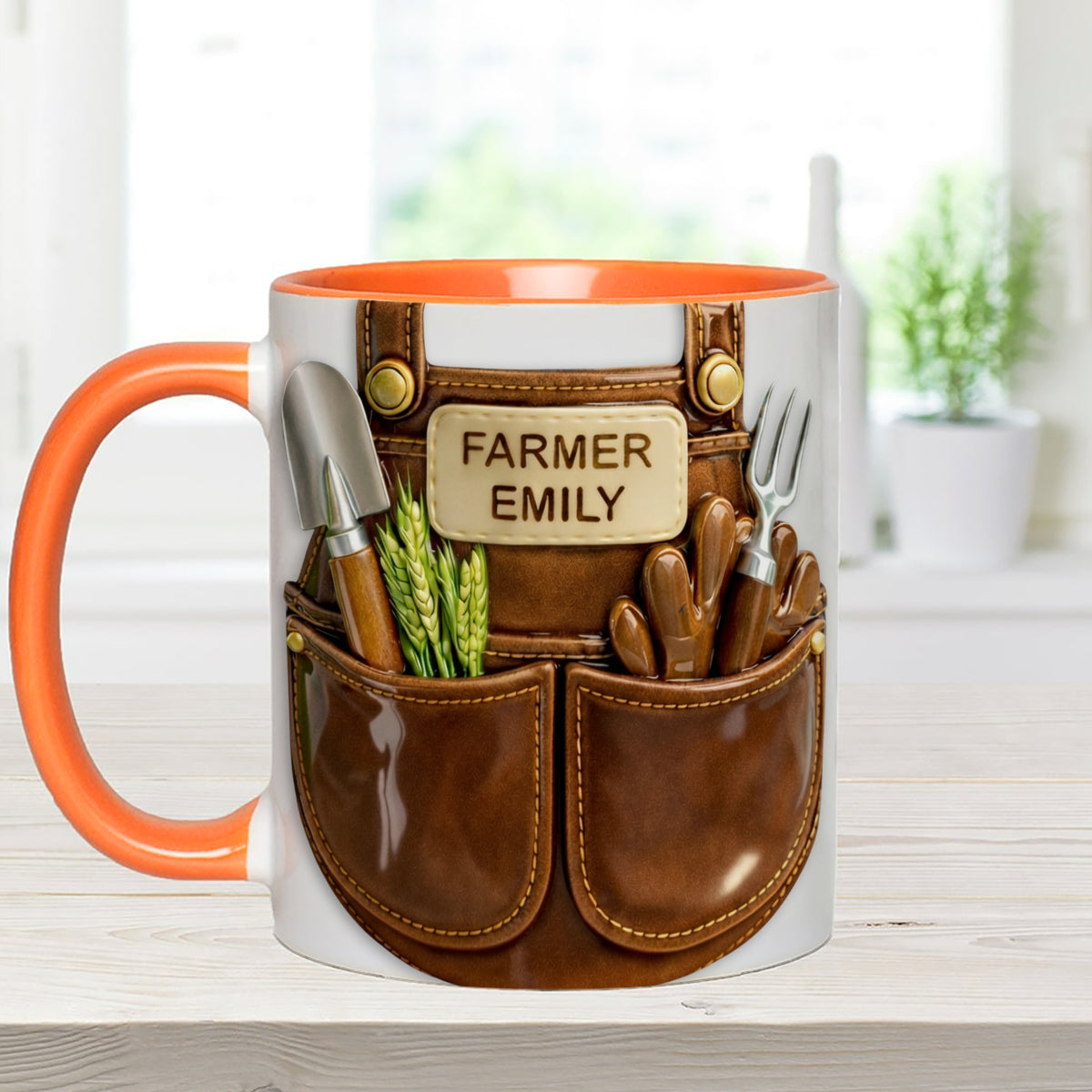 Farmer Gift Idea, Farm Decor - Personalized Farmer Set Accent Mug with Acrylic Stirrers