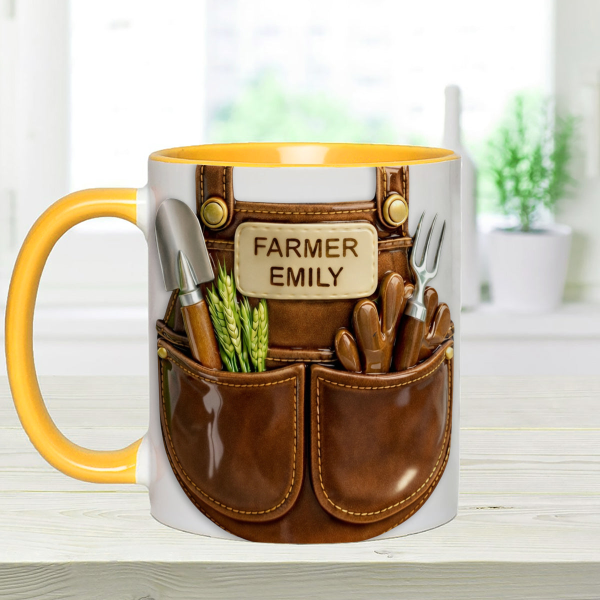 Farmer Gift Idea, Farm Decor - Personalized Farmer Set Accent Mug with Acrylic Stirrers