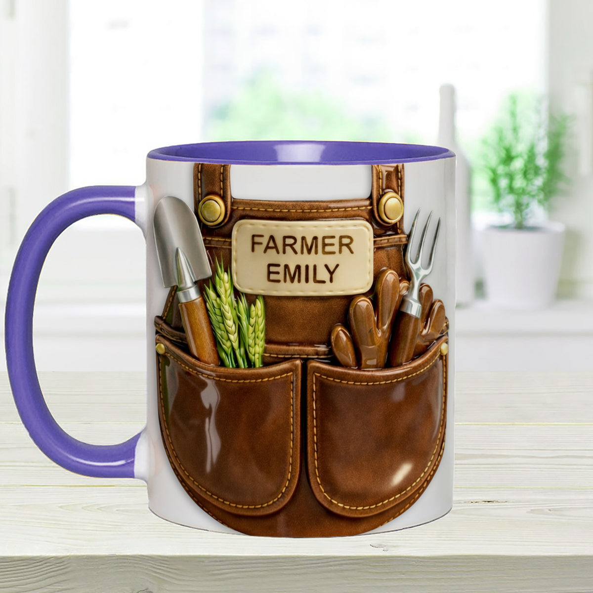 Farmer Gift Idea, Farm Decor - Personalized Farmer Set Accent Mug with Acrylic Stirrers