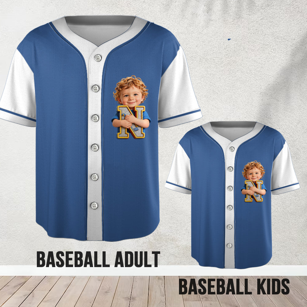 Themed Initial Letter- Personalized Kid Patch Backpack & Baseball Jersey & Cap Gift Set