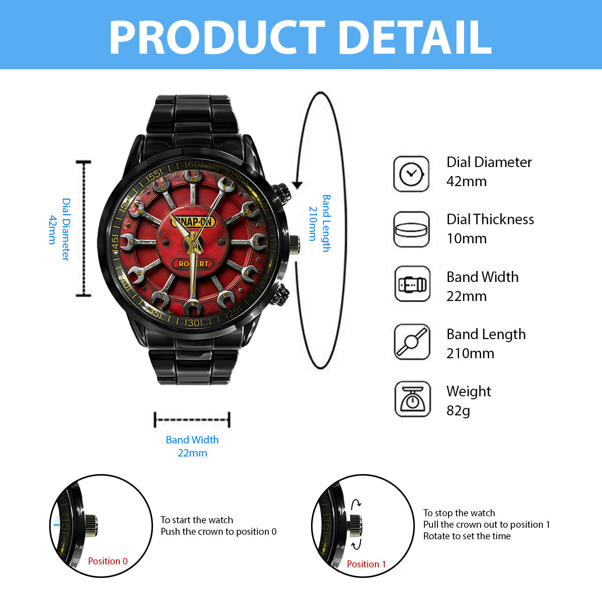 Time To Snap-On - Personalized Mechanic Hand Watch
