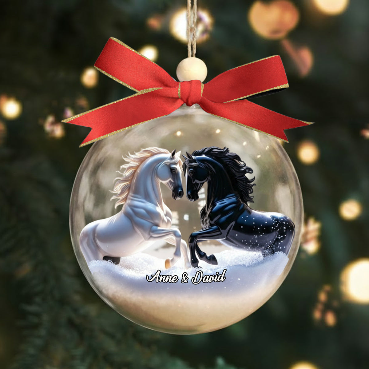 You And Me We Got This - Couple Gifts - Personalized Horse Snow Globe Ornament With Bow