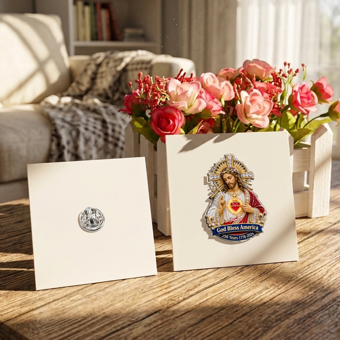 God Bless America - Personalized Christian 3D Embossed Enamel Pin