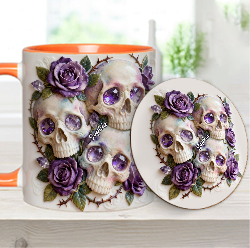 Skulls And Roses - Personalized Skull Accent Mug & Coaster