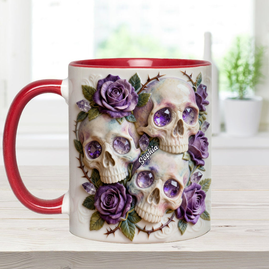 Skulls And Roses - Personalized Skull Accent Mug & Coaster