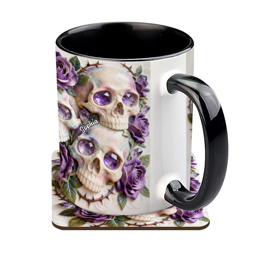 Skulls And Roses - Personalized Skull Accent Mug & Coaster