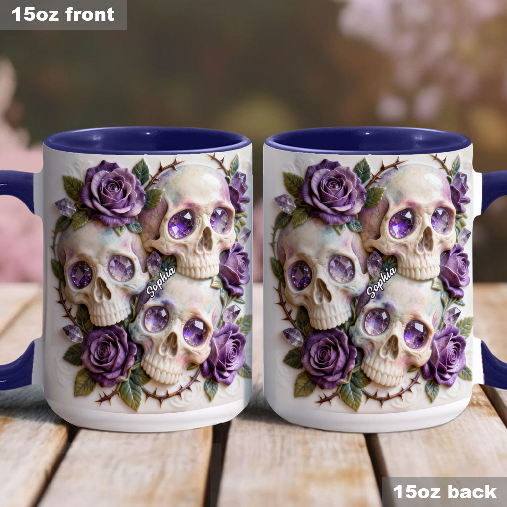 Skulls And Roses - Personalized Skull Accent Mug & Coaster