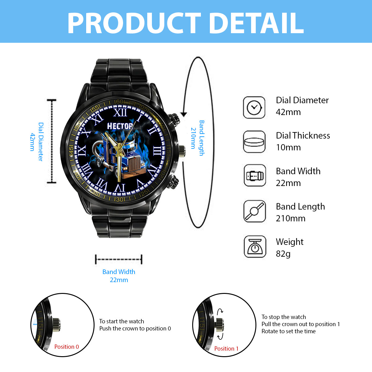 Keep On Truckin - Personalized Trucker Hand Watch