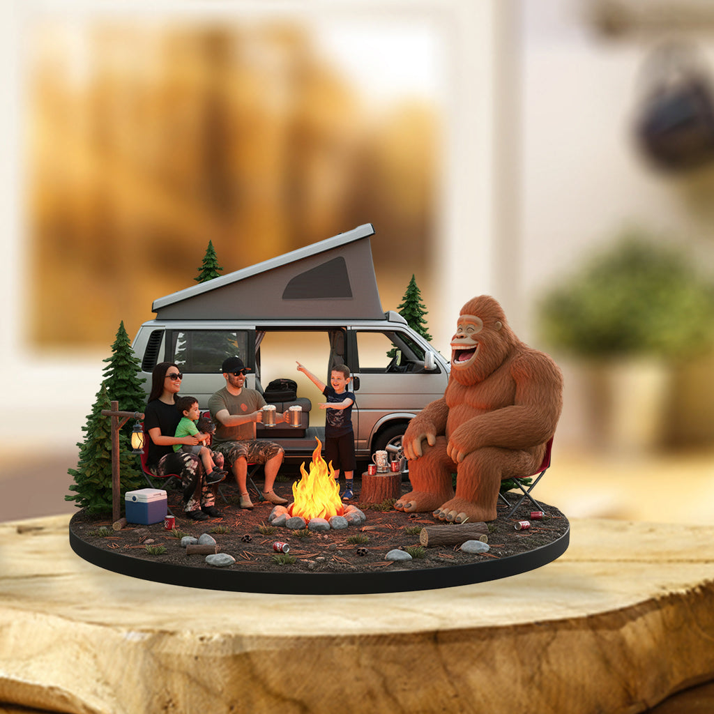 Funny Camp With Sasquatch, Custom From Any Photo - Personalized Camping Custom Shaped Acrylic Plaque