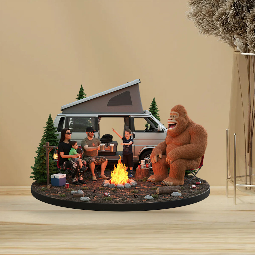 Funny Camp With Sasquatch, Custom From Any Photo - Personalized Camping Custom Shaped Acrylic Plaque