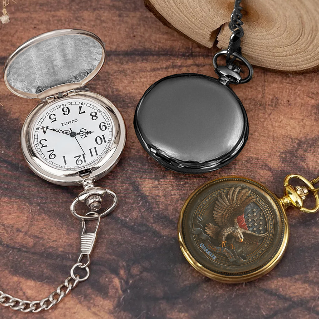 Proud To Be American - Personalized Bald Eagle Pocket Watch