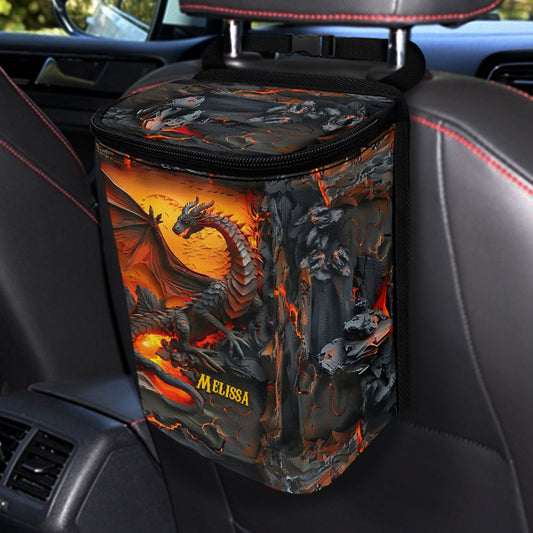 Volcanic Dragon - Personalized Dragon Portable Car Trash Can/ Organizer