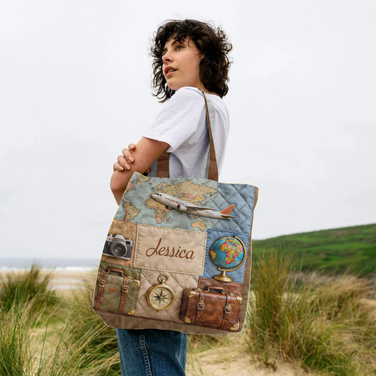Travelling Is My Therapy - Personalized Travelling Quilted Tote Bag